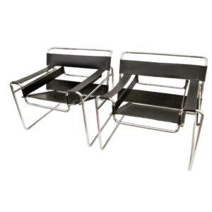 Pair of B3 Wassily Chairs Bauhaus Designed by Marcel Breuer, Italy 1970s
