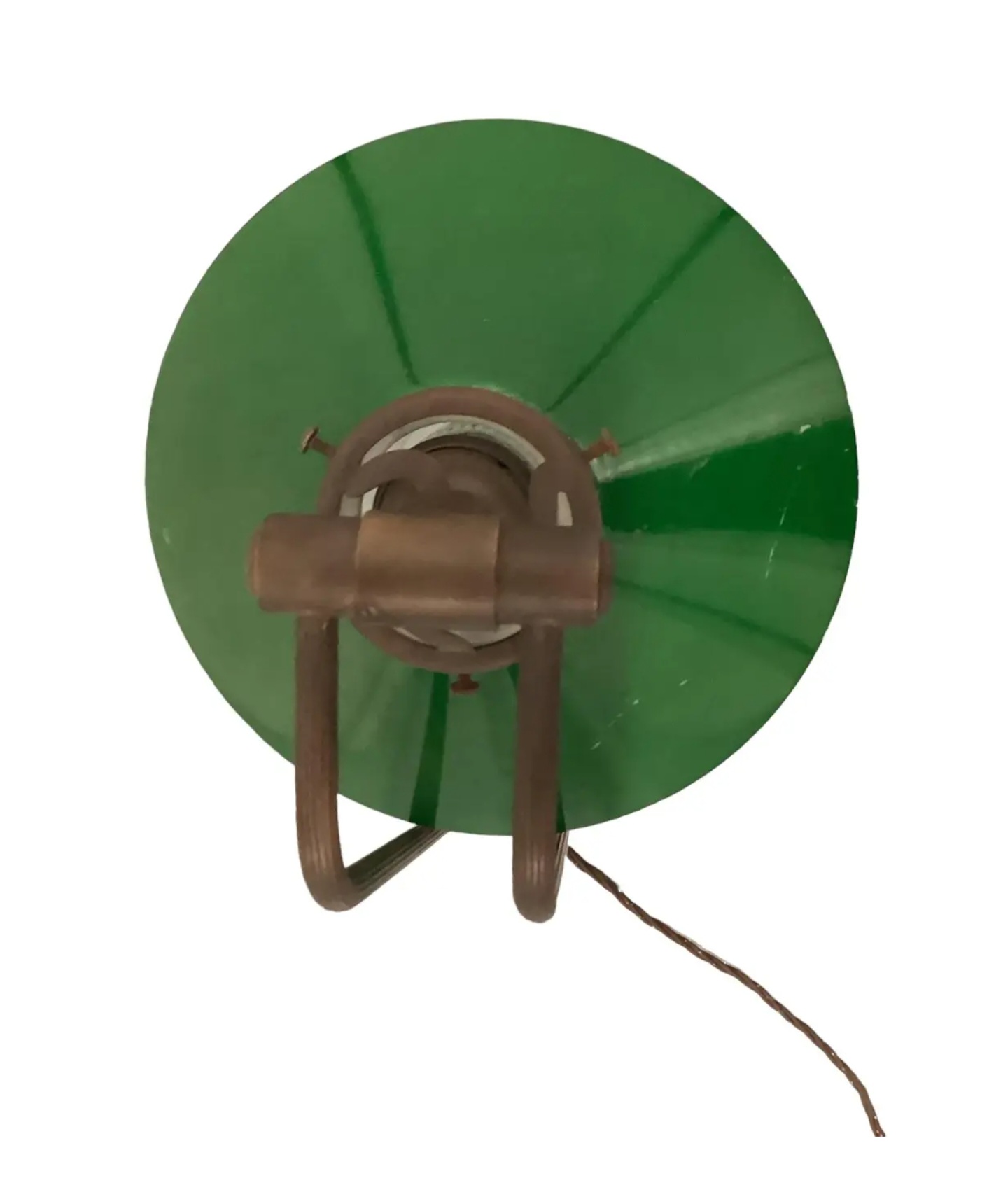 Banker’s Table Lamp in Brass with Original Green Glass Shade, Italy, 1940s - Image 3