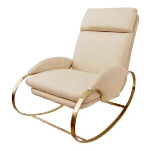 Italian Lounge Rocking Chair in Gilt Metal by Guido Faleschini, 1970s
