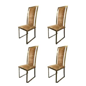 chairs_brass-velvet01 1970s Italian Mid-Century Brass and Velvet Dining Chairs – Set of 4