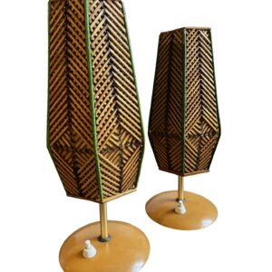 lamps_rattan01 1960s Mid-Century Table Lamps in Rattan and Wood, Italy – Set of 2