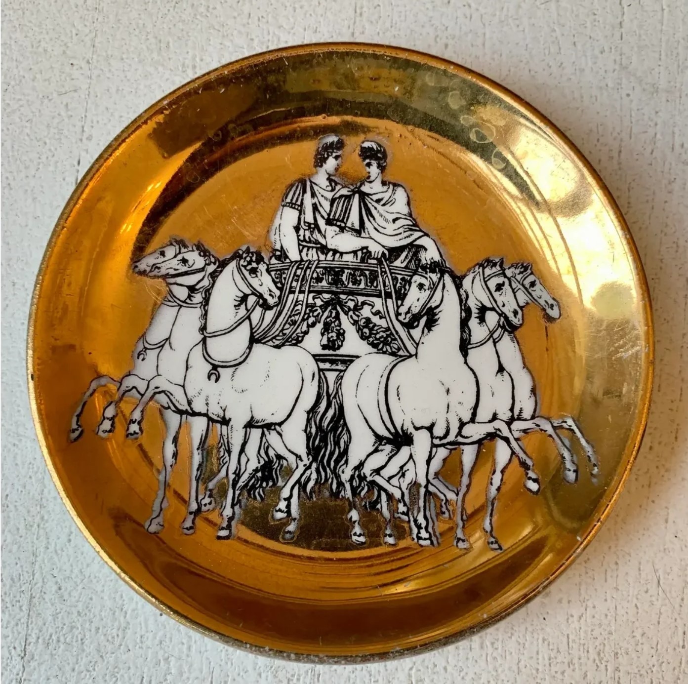 1960 Piero Fornasetti "Roman Quadriga" Brass Plates – Set of 8